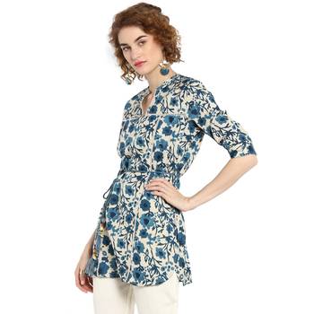 Navy-blue printed rayon tops 3
