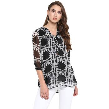 Black printed georgette tops 1
