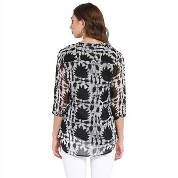 Black printed georgette tops 2