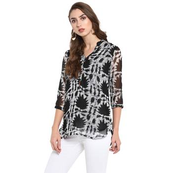 Black printed georgette tops 3