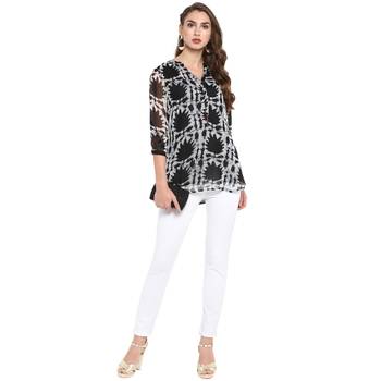 Black printed georgette tops 5