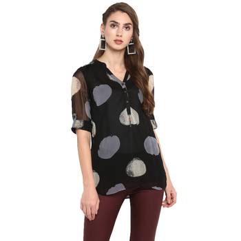 Black printed georgette tops 1