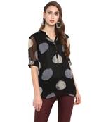 Black printed georgette tops