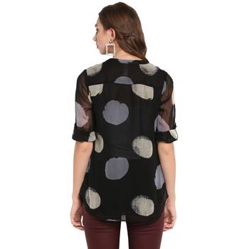 Black printed georgette tops 2