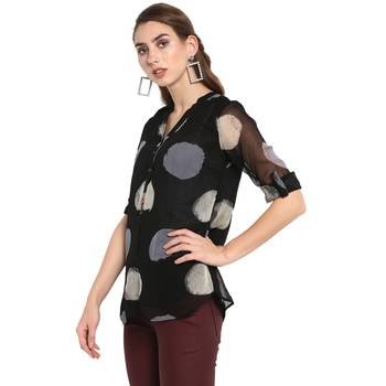 Black printed georgette tops 3