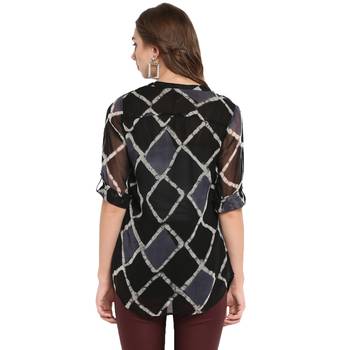 Black printed georgette tops 2