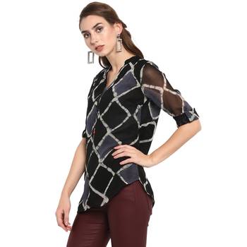 Black printed georgette tops 3