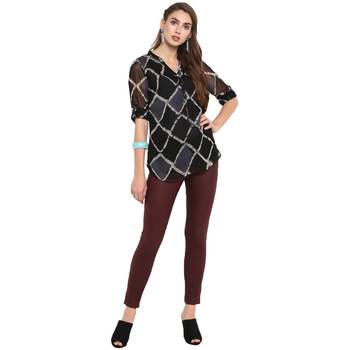 Black printed georgette tops 5