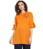Orange printed cotton tops