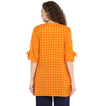 Orange printed cotton tops 2