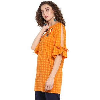 Orange printed cotton tops 3
