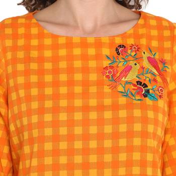 Orange printed cotton tops 4