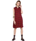 Red printed denim tops