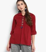 Red plain cotton tops