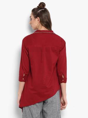Red plain cotton tops 2