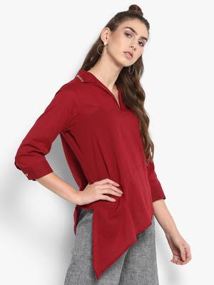 Red plain cotton tops 3