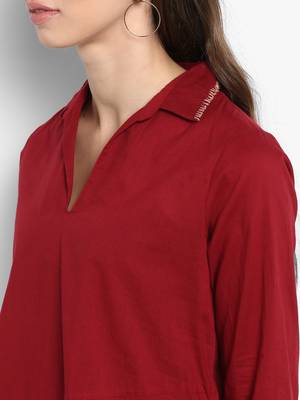 Red plain cotton tops 4