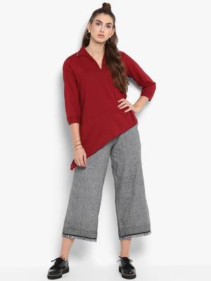 Red plain cotton tops 5