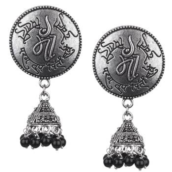 Divine Oxidesed Silver Black Beaded Earring For Women & Girls 1