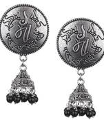 Divine Oxidesed Silver Black Beaded Earring For Women & Girls