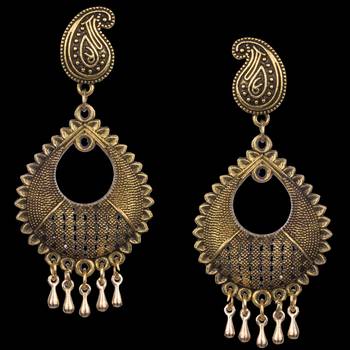 Bewitching Gold Plated Golden Beads Dangling Earring For Women & Girls 2