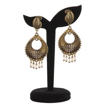 Bewitching Gold Plated Golden Beads Dangling Earring For Women & Girls 3