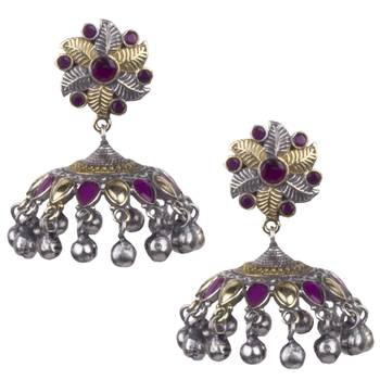 Pretty Oxidised Silver Pink & Gold Beaded Earring For Women & Girls 1