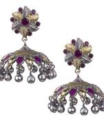 Pretty Oxidised Silver Pink & Gold Beaded Earring For Women & Girls