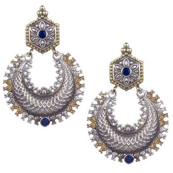 Appealing Oxidised Silver Blue Beaded Earring  For Women & Girl 1