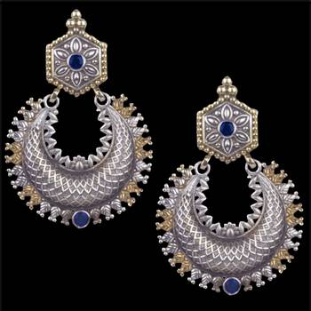 Appealing Oxidised Silver Blue Beaded Earring  For Women & Girl 2