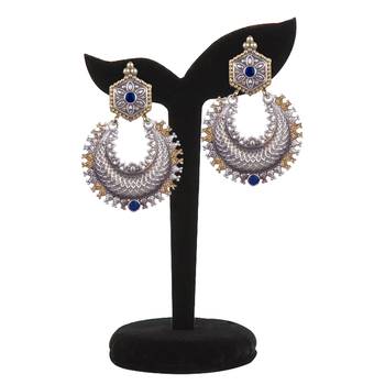 Appealing Oxidised Silver Blue Beaded Earring  For Women & Girl 3