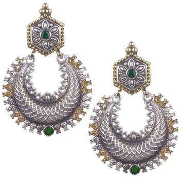 Appealing Oxidised Silver Green Beaded Earring  For Women & Girl 1