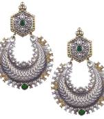 Appealing Oxidised Silver Green Beaded Earring  For Women & Girl