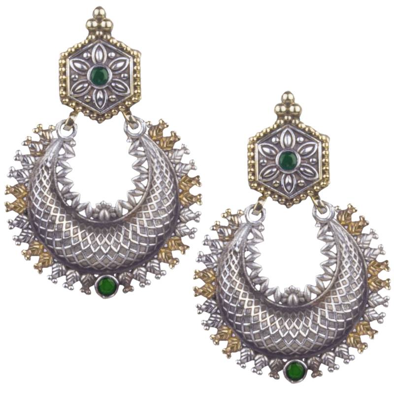 Appealing Oxidised Silver Green Beaded Earring  For Women & Girl