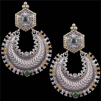 Appealing Oxidised Silver Green Beaded Earring  For Women & Girl 2