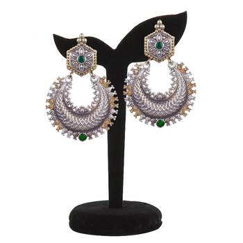 Appealing Oxidised Silver Green Beaded Earring  For Women & Girl 3