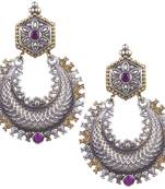 Appealing Oxidised Silver Pink Beaded Earring  For Women & Girl