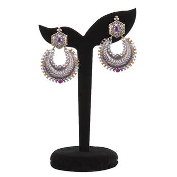 Appealing Oxidised Silver Pink Beaded Earring  For Women & Girl 3