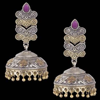 Graceful Oxidised Silverpink  Beaded Long Jhumkhi For Women & Girls 2