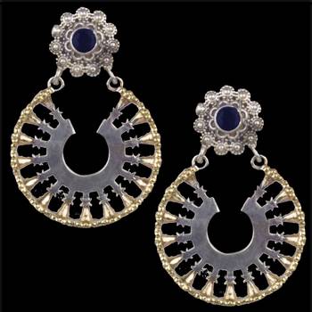 Sublime Oxidised Silver Round Shape & Blue Beaded Dangling Earring For Women & Girls 2