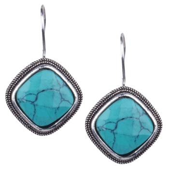 Symmetrical Oxidised Silver With Sky Blue Stone Dangling Earring For Women & Girls 1