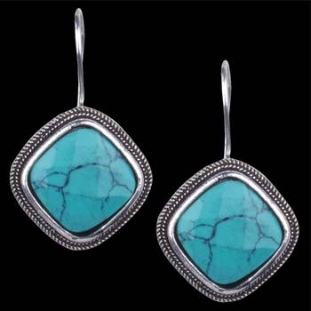 Symmetrical Oxidised Silver With Sky Blue Stone Dangling Earring For Women & Girls 2