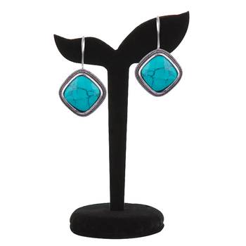 Symmetrical Oxidised Silver With Sky Blue Stone Dangling Earring For Women & Girls 3