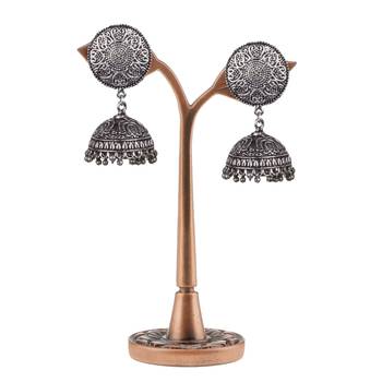 Handmade Designer Traditional Oxidised Silver Plated   For Brass Jhumki Earring 3