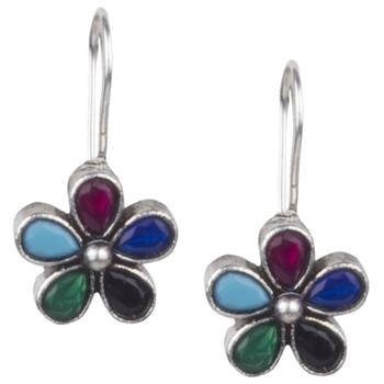 Stunning Oxidised Silver Multicolour Beaded  Brass Earring For Women & Girls 1