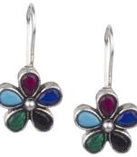 Stunning Oxidised Silver Multicolour Beaded  Brass Earring For Women & Girls