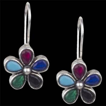 Stunning Oxidised Silver Multicolour Beaded  Brass Earring For Women & Girls 2