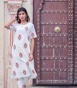 White Kurta with ankle length Pants