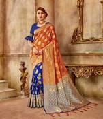 Blue Woven Art Silk Saree With Blouse