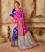 Blue Woven Art Silk Saree With Blouse